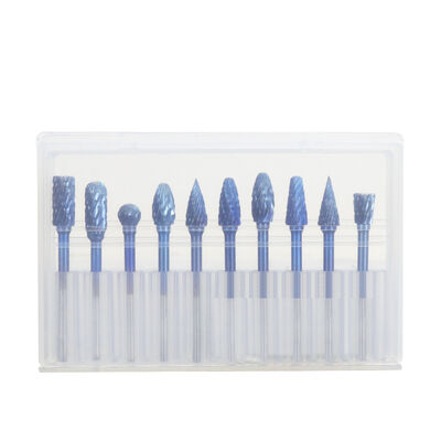 Хорошая цена. Роторная борфреза из карбида вольфрама с двойной насечкой, хвостовик 3 мм, с синим покрытием для обработки металла и дерева онлайн