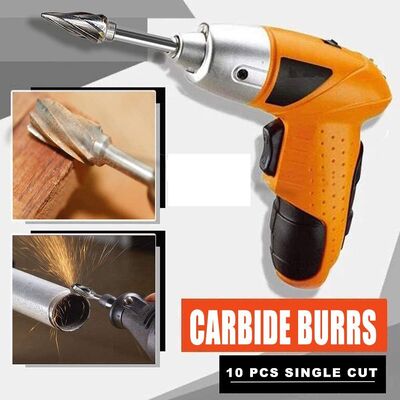 Хорошая цена. Набор твердосплавных боров для металла, 10 шт. Двухсторонний набор твердосплавных вращающихся боров, насадки для гравера с хвостовиком 1/4 дюйма онлайн